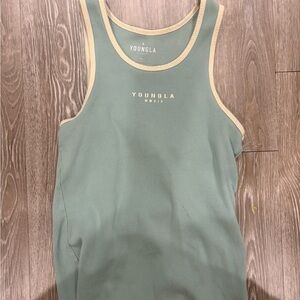YoungLA 313 Ribbed Rocket Sage Green Tank with Cream Accents